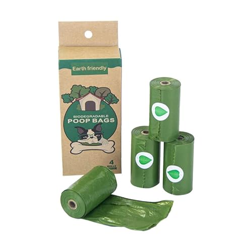 BONDU Saquinho para Coletar Cocô Kit 4 Rolos Pet Biodegradável de Amido de Milho (Verde)