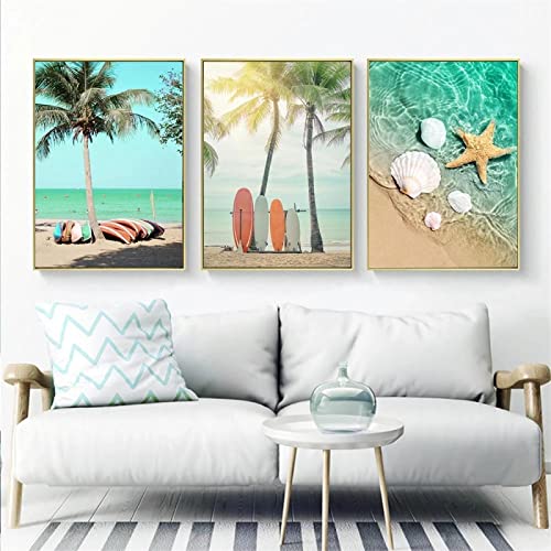 Affiche de plage pour habiller un grand mur vide triptyque voyage 3 toiles 70x100