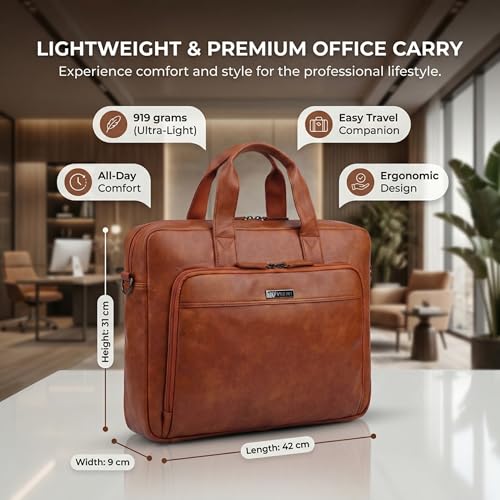 Image of VISMIINTREND Vegan Leather Laptop Bags for Men & Women, Office /Travel, Laptop Messenger /Briefcase Bag, Stylish, Fits 13 /14 /15.6 Inch Laptop, Macbook Bag | Corporate Gifts for Men