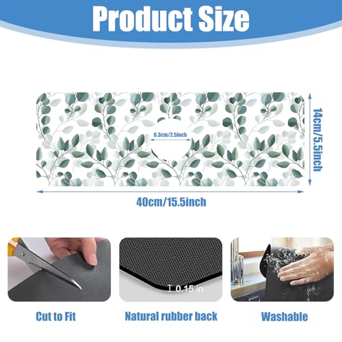 Faucet Drying Absorbing Mat, 15.5"X5.5" Faucet Mat Green Eucalyptus Leaf by KKBCYRC - Used condition - Image 2
