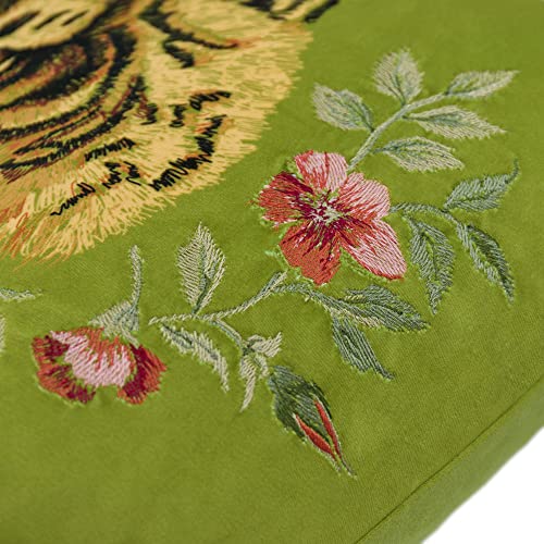 Jwh JW-TASSEL-TIGER Velvet Throw Pillow Cover Decorative Colorful Flower Emboidered Accent Pillow Case Print Cushion Soft Pillowcase Bed Living Room Couch Bedroom Decor Tassel 18X18 Inches Green thumb #5