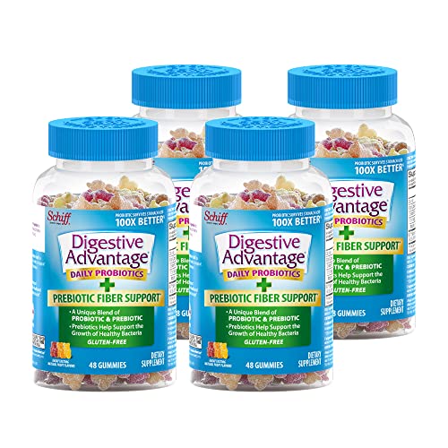 Digestive Advantage Prebiotic Fiber Plus Probiotic Gummies 48 Count (Pack of 4)