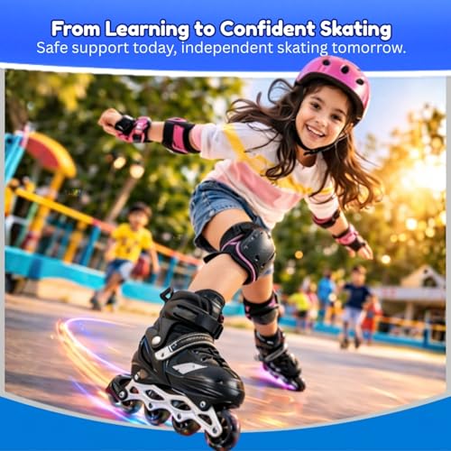 Image of Toy Imagine New Inline Skates, Adjustable Inline Roller Skates for Boys Kids & Girls, 7 to 14 Years Unisex Outdoor Skating Shoes Roller Blades with Led Flash Lights Featuring Wheels (Any One)