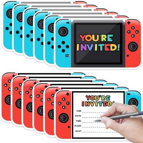 Convites de aniversário para criança, artigos temáticos jogo de convites para festas, 12 convites de jogos, cartão de convite para festa para meninos e meninas