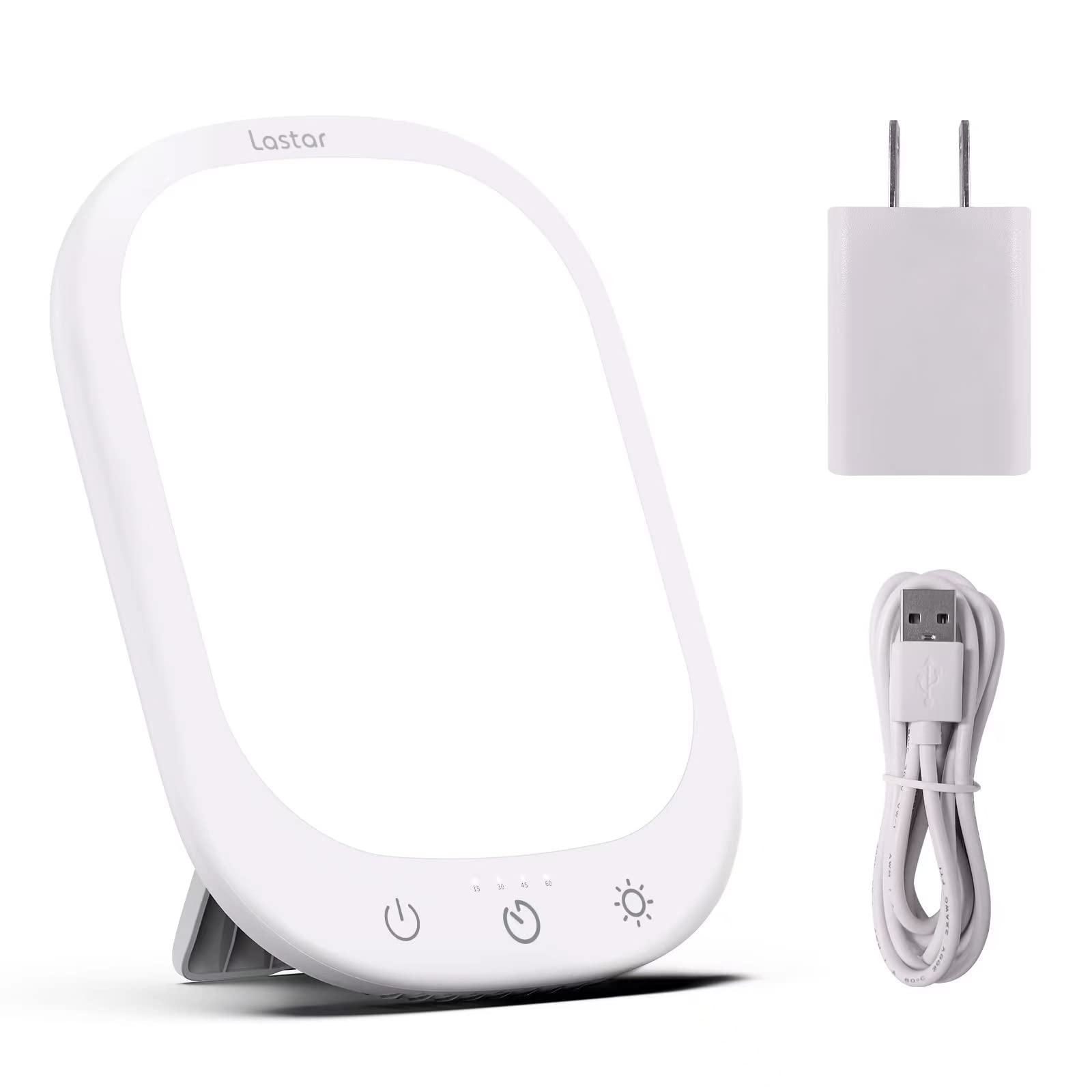 LASTAR Light Therapy Lamp 10,000 Lux UV Free Daylight Lamp with Memory Function 5 Adjustable Brightness Levels and 4 Timer Funtion Sun Lamp Compact Size Wall Mountable Support Smart Plug