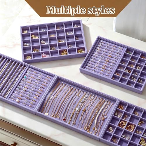 Image of Large Velvet Jewelry Tray Display Drawer Inserts 2 Pack