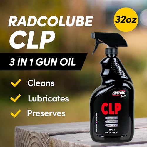 Radcolube - 3-in-1 CLP Gun Cleaner and Lubricant for All Firearms, Military-Grade Gun Cleaner and Lubricant, Gun Oil Spray, CLP Revolutionary Gun Cleaning Kit, 32 oz Spray Bottle