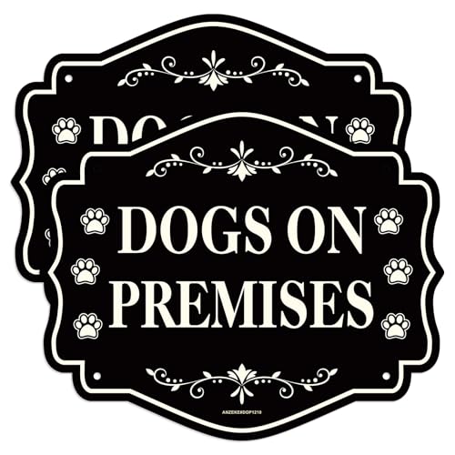 Panneau Dog on Premises réfléchissant en aluminium pour clôture 30x25cm