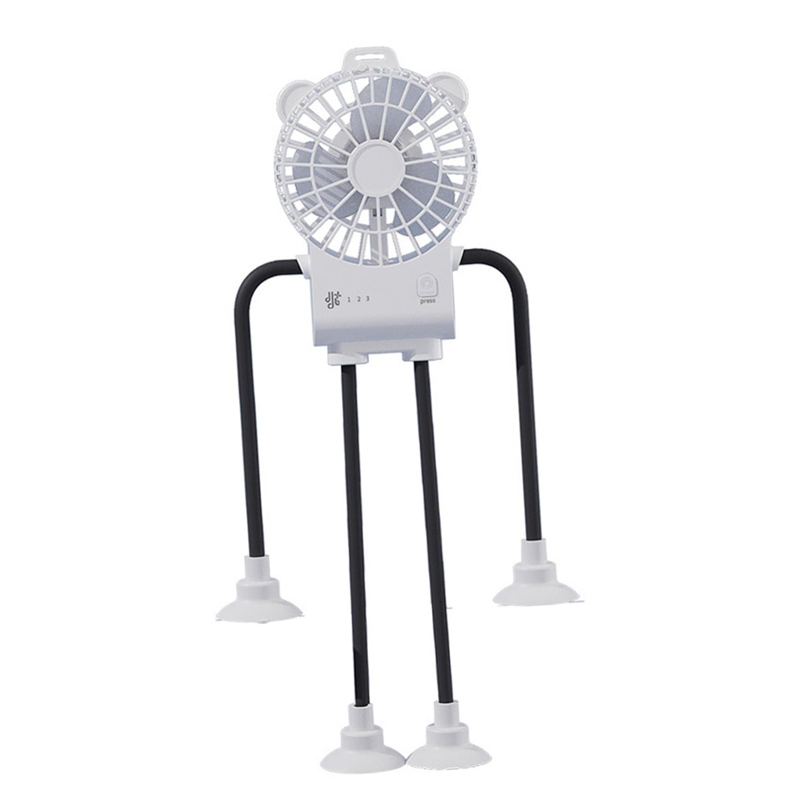 Tsophreniq Desk Fan with 3 Speed Strong Air Rechargeable Creative Flexible Bendable 4 Legs Silicone Suction Cup for Bedroom Desk with Suction Cup