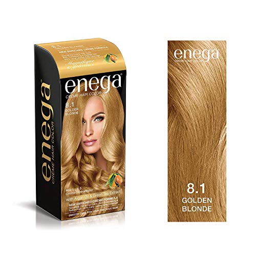 Image of Enega No Ammonia Grey Coverage Long Lasting Creme Hair Color with Argan Oil & Green Tea Extract - Pack of 1(150 ML) (Golden Blonde)