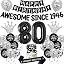 Black Silver 80th Birthday Decorations