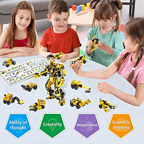 LUKAT Robot Building Toys for 5 6 7 8 9 10 Year Old Boys STEM Learning Toy 25-in-1 Creative Construction Toy Building Bricks Kit Educational Engineering Vehicles Building Block Set Best Gift for Kids