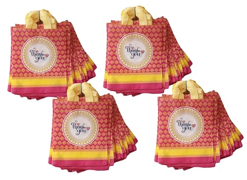 Image of Return Gift Bag (Thank you Bags) / Birthday Party Return Bag /Wedding Gift Bag (Thamboolam bags) - Medium size (9x11 Inch) (Pack of 100, Pink)