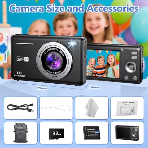 Digital camera 64MP avec carte de 32 Go le cadeau étudiant idéal