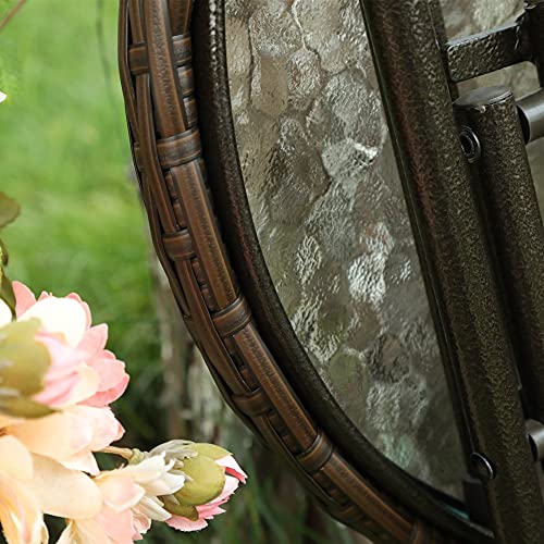 Phi Villa Outdoor Side Table,Rattan Patio Side Table,Small Foldable Wicker Table With Tempered Glass Table Top For Lawn & Garden thumb #2