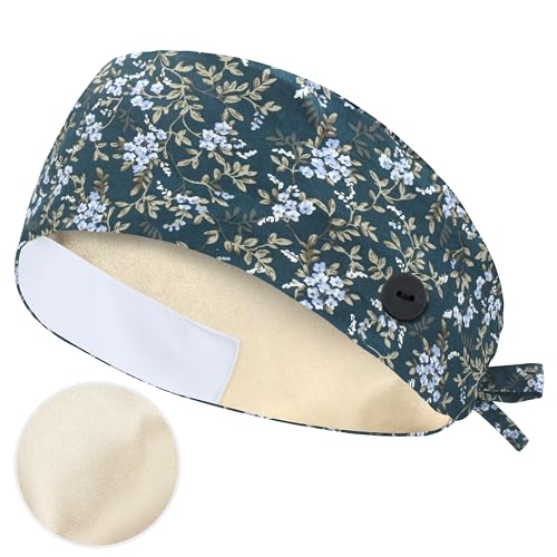Image of QBA Adjustable Working Cap with Button, Cotton Working Hat Sweatband, Elastic Bandage Tie Back Hats for Women & Men, One Size