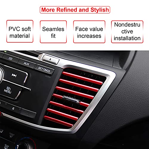 Boaosi 20 Pieces Car Vent Outlet Trim Car Air Vent Trim Strip Car Air Conditioner Outlet Trim Car Air Outlet Decoration Strips Chrome Pvc (Red) #TOP4