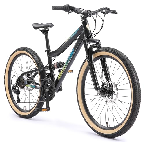 BIKESTAR Kinder Fahrrad Fully Mountainbike 21 Gang Shimano, Scheibenbremse...