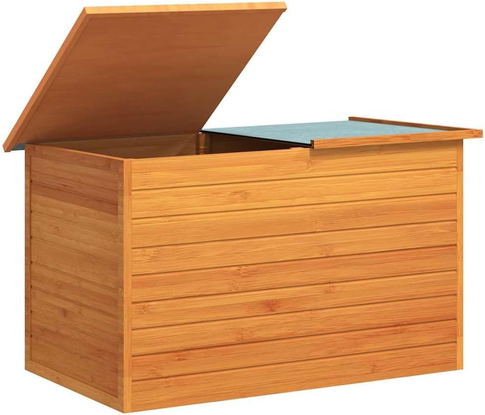 vidaXL Patio Wooden Storage Box Chest Blanket Toy Cushion Pillow Trunk Lidded Wood