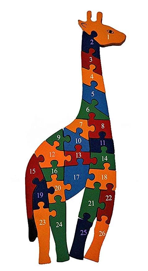 YAMKAY Wooden Shaped Coloured Girafee Puzzle for Kids to Learn Letters and Numbers (B09CYQ2RWR) Amazon Price History, Amazon Price Tracker