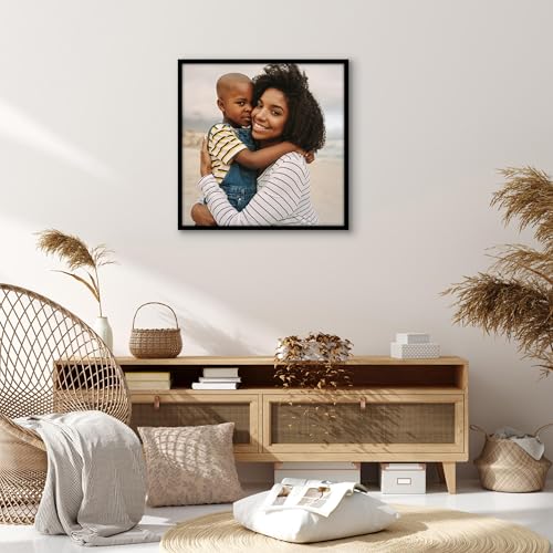 Americanflat 25x25 Picture Frame with Polished Plexiglass - Streamline Collection - Thin Border Square Frame for Wall Display - Hanging Hardware Included - Black