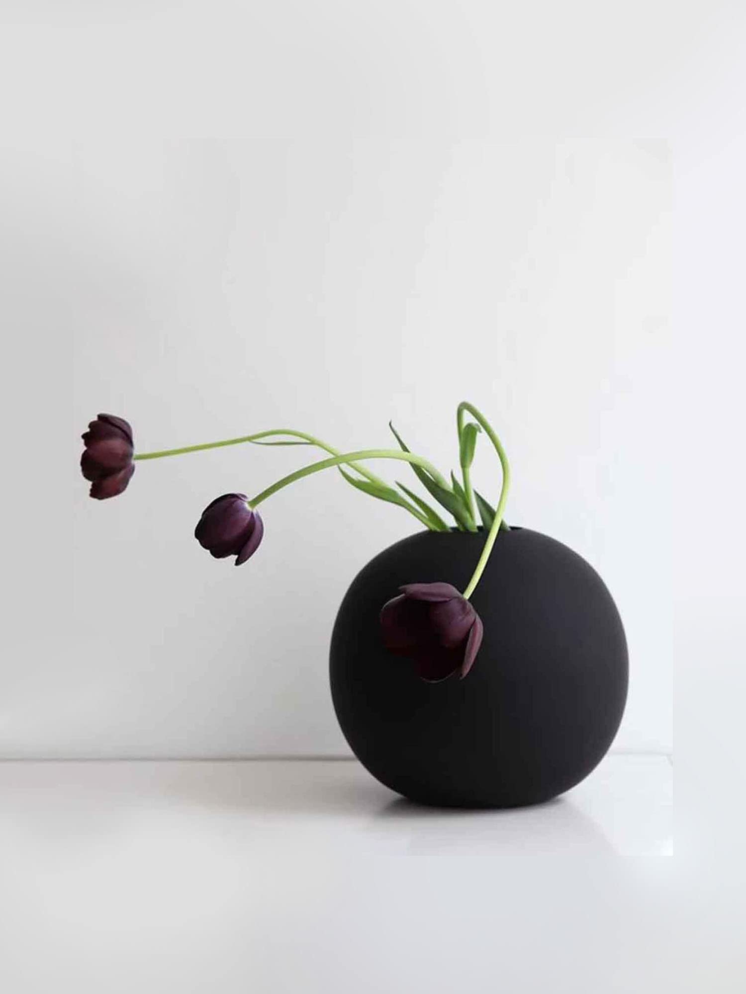 Purezento Cooee Beautiful Decorative Vases with Unique Quality for Home Decor, Center Table, Flowers Pot, Bedroom Side Corners, Living Room Decoration,and Party Centerpieces(Black Color), Ceramic-picture-23