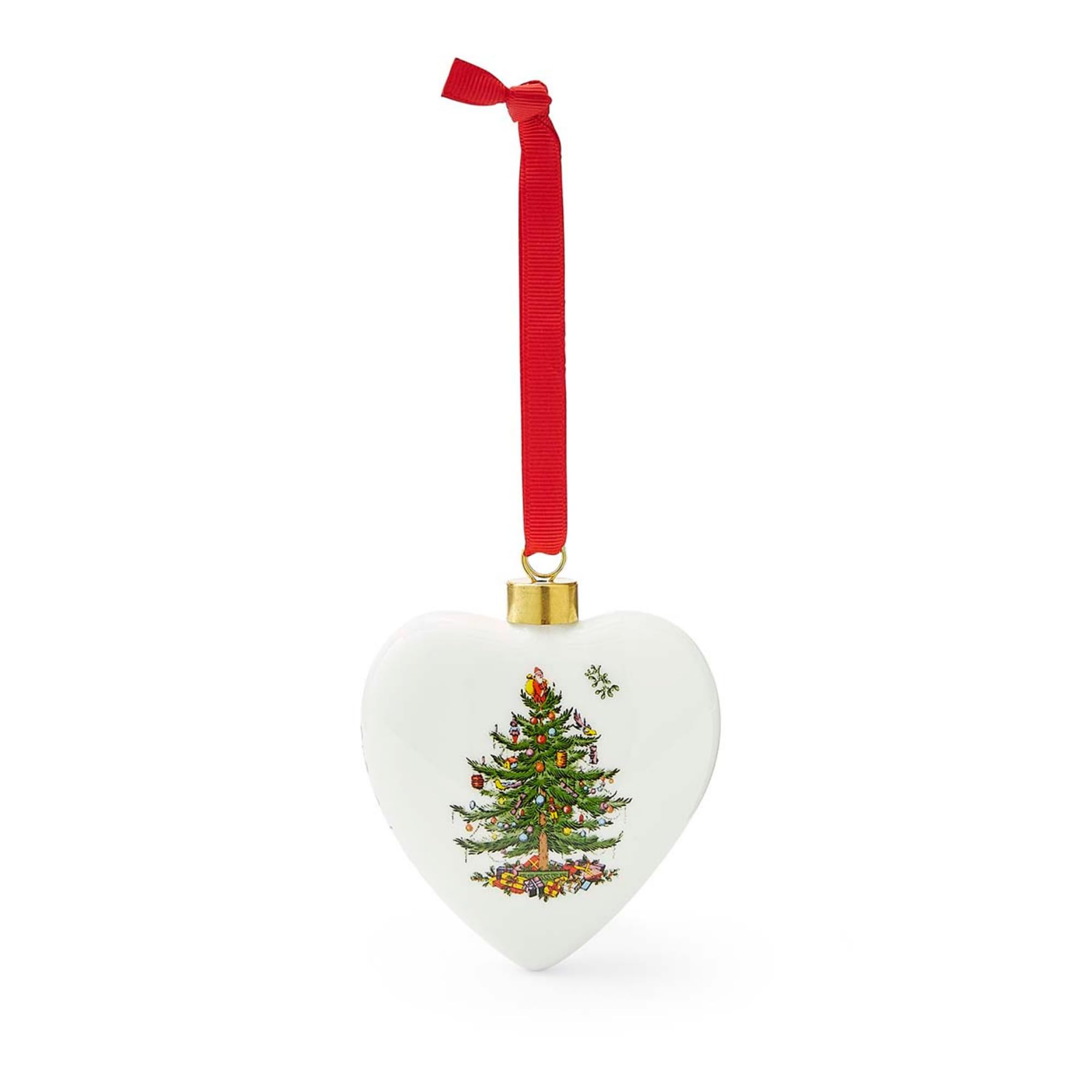 Spode Christmas Tree Puffed Heart Ornament 10cm