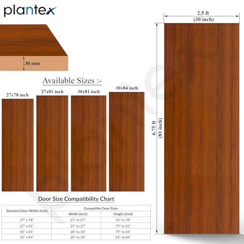 Image of Plantex WPC Doors for Bathroom (30 mm - Thickness) /Water and Termite Proof /2.5x6.75 Feet Wooden Finished Door for Home /Balcony /Office /Kitchen, Density-550 (30x81 inch,24 kg- Classic Wooden)