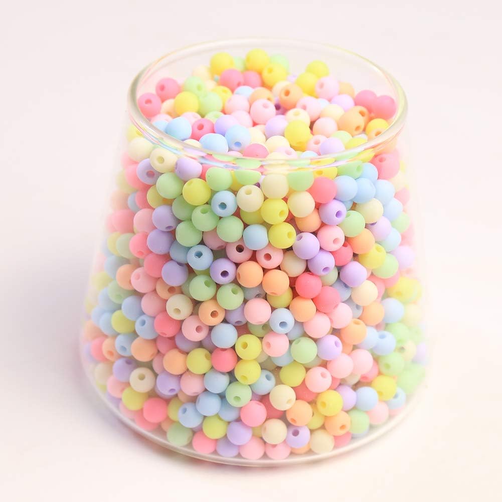 DAHI 1780pcs 6mm Candy Color Acrylic Round Frosted Beads Assorted Candy Color Mix Plastic Pastel Matte Loose Spacer Beads for Jewelry Making Bracelets Necklaces DIY Crafts - Image 5