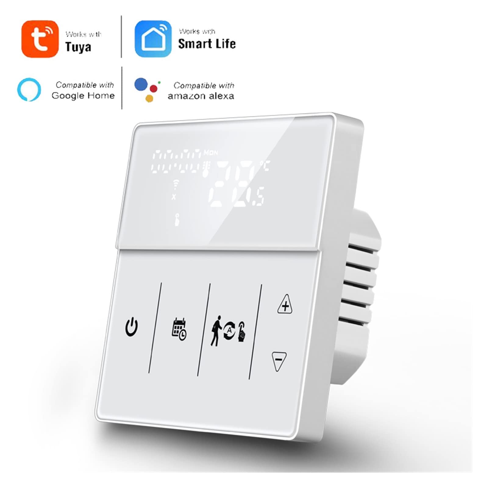 Cyfrowy higrometr termometr wewnętrzny Tuya WiFi Smart Thermostat, Elektryczna Ogrzewanie podłogowe Ogrzewanie Wody/Gaz Pilot Pilot Z wyświetlaczem LCD(Nero)