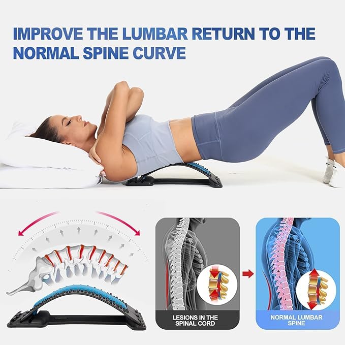QP360 Back Stretcher Multi-Level Lumbar Region Back Support for Lower & Upper Muscle Pain Relief Spinal Curve Back Relaxation Device for Bed Chair & Car, Plastic QP360 Back Stretcher Multi-Level Lumbar Region Back Support for Lower & Upper Muscle Pain Relief Spinal Curve Back Relaxation Device for Bed Chair & Car, Plastic