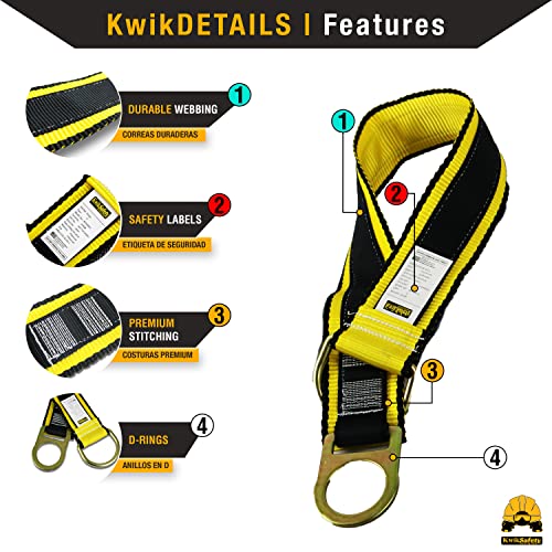 Kwiksafety - Charlotte, Nc - Gibbon Grip 3 Ft [Kit] Safety Anchor Cross Arm Strap Safety Lanyard Safety Harness And 10 Lb Tool Lanyard Ansi Fall Arrest System Osha Protection Harness Lanyard #TOP1