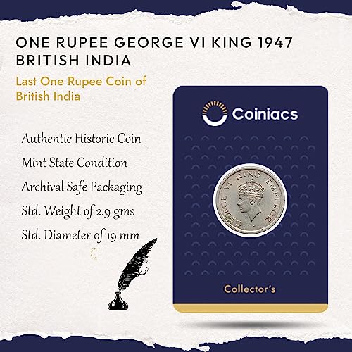 Image of One Rupee 1947 George VI King Emperor Nickel, British India Historic Old Coin for Collection | Last One Rupee Coin of British India, Multi