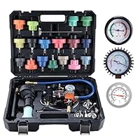 FreeTec 31tlg Kühlsystem Abdrückgerät, Kühler Abdrückgerät Kühlmittel Vakuum Befüllgerät Set, Universell Kühlsystem Abdrücken Kühlerabdrückgerät Kühlmitteldruck Tester Lecksucher mit Pumpe Adaptern