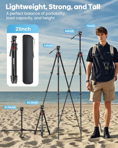 Image of CAMBOFOTO 68 inch Heavy Duty Tripod, Video Tripod with Fluid Head