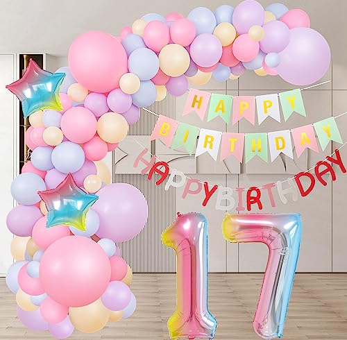 Arco Palloncini 17 Anni Ragazza Compleanno Macaron...