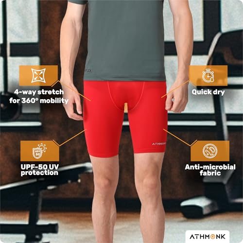 Image of 4-Way Lycra Compression Shorts for Men | Tight Skin Fit, Non Padded | Cycling Running Workout Gym Cricket Football Sports | Tummy Tuck Recovery Muscle Support | Quick Dry Anti-Chafe