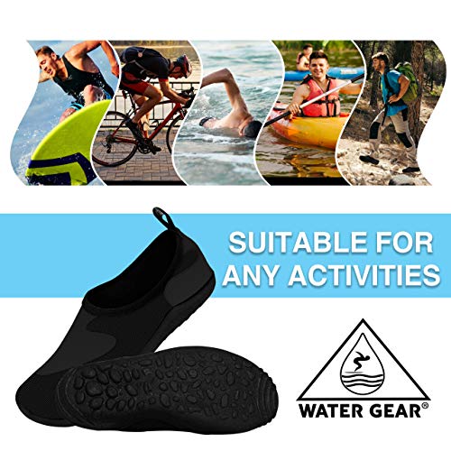 Water Gear Mens Water Shoes - Swimming and Snorkeling - Non-Slip Technology for Foot Safety - Comfortable and Secure Fitting - Black4