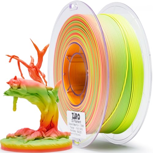 Image of ZIRO 3D Printer Filament, Faster Color Change Filament 1.75mm, Color Gradient Material, No-Shine Rainbow PLA, Dimensional Accuracy + /- 0.03mm, Fit Most FDM Printer 1KG Spool, Tropical (Matte)