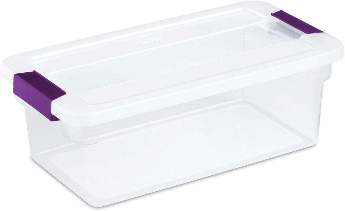 17511712 6 Quart Clearview Latch Storage Container With Plum Handles
