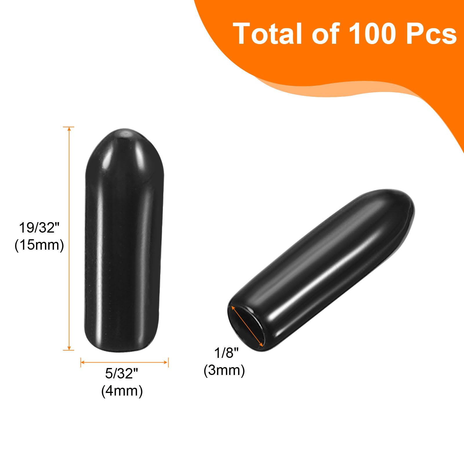 uxcell 100pcs Pegboard Hooks Protector Rubber End Caps, Peg Board Hook Flexible Prongs End Tips Caps Rack Cover for Pegboard Dishwasher Hook, Black(15mm Long 3mm Inner Dia)