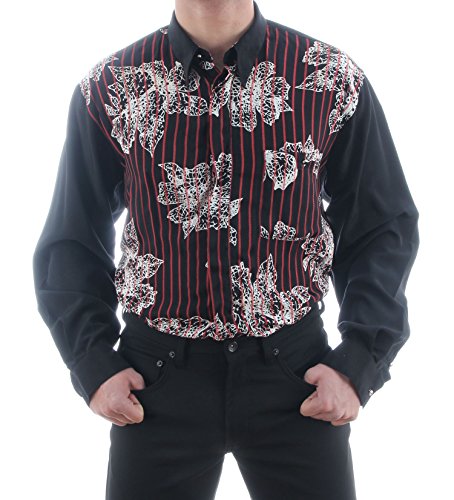 Chemise hawaïenne noire homme manches longues HK Mandel coupe droite normale