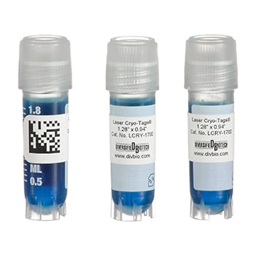 Diversified Biotech MINI-1700 - Etiqueta láser de poliolefina Cryo-Babies mini, uso con tubos de 0.1 fl oz, 1.28 pulgadas de largo x 0.50 pulgadas