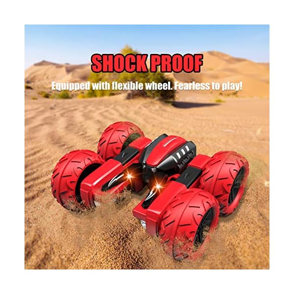 OUTTUO RC Stunt Auto, 4WD Ferngesteuertes Auto Doppelte doppelseitige 360°-Drehung Fahrzeuge Rc Offroad Spielzeug,Bestes Spielzeug Geschenke für Kinder Jungen Mädchen-Rot – Bild 4