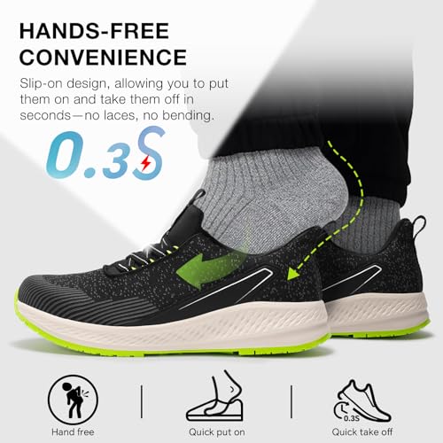 SPIEZ Slip-On Safety Shoes for Men & Women - Non-Steel Composite Toe, Fashion Sneaker Design, Hands-Free Convenience, All-Day Protection, US 5.5-13.54