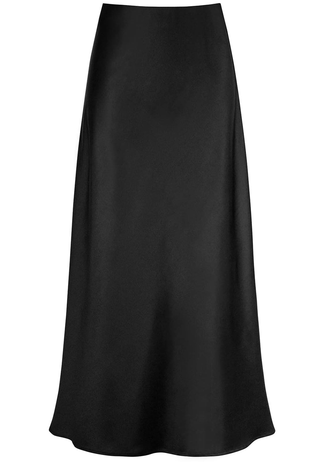 Genfien Jupe Femme en Satin Maxi Taille Elastique à Taille Haute Midi avec Fermeture éclair Élégante Casual