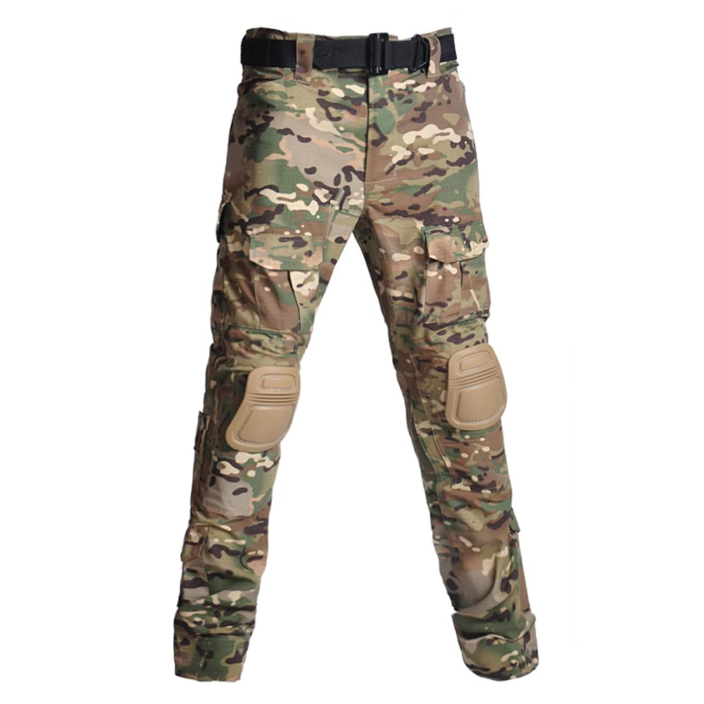 Lilychan Men's Cp Military Tactical Casual Camouflage Multi-Pocket Bdu Cargo Pants Trousers With Knee Pads (, 34)
