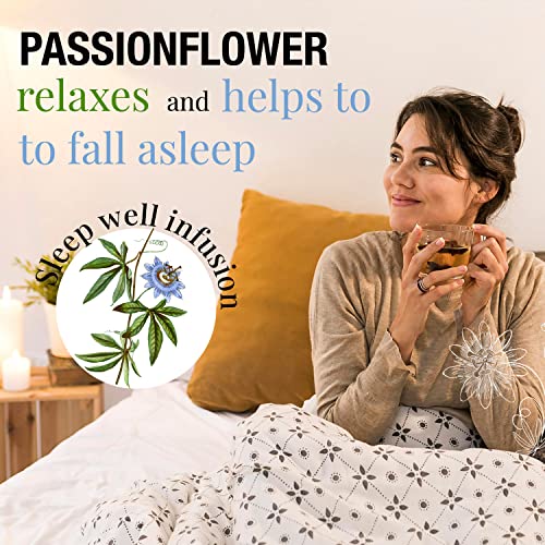 ORIGEENS ORGANIC PASSION FLOWER TEA 100g | Sleeping Tea and Calm Tea | Passiflora organic herbal tea, aboveground parts of passiflora incarnata (leaves, stems, flowers)