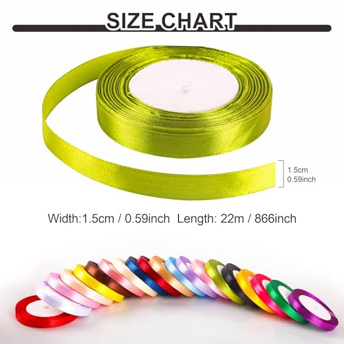 15mm Army Green Ribbon for Gift Wrapping 22M,Army Green Satin Ribbons Fabric 15mm Thick for Crafting Hair Bow Christmas Polyester Ribbon Cake Wedding Party Balloon Car Ribbons Decoration - Image 2