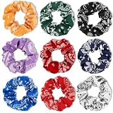 KICOSY 9PCS Bandana Print Scrunchies Set - Versatile Paisley Hair Ties for Daily Wear, Workout, Travel & Styling